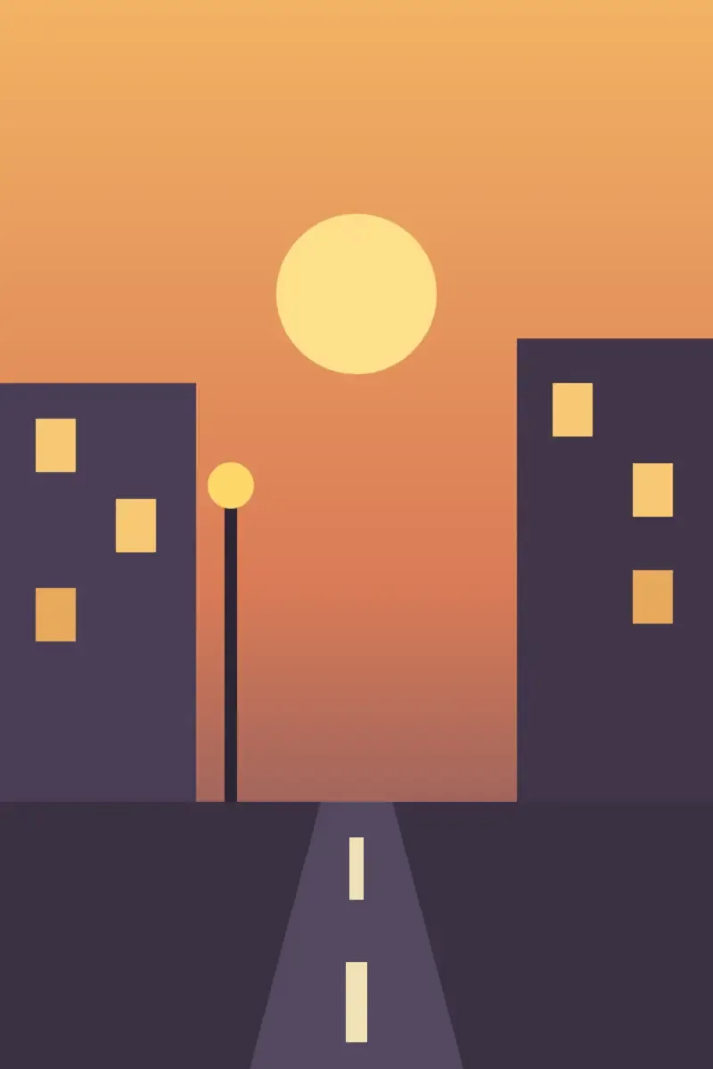 Before — An everyday street snapshot upscaled until the dusk light feels real.
